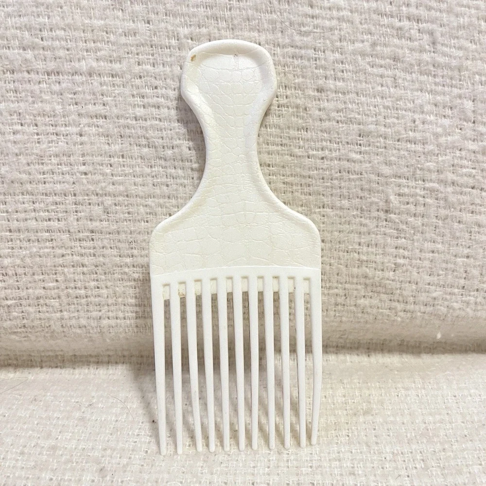 Vintage Used Goody Large White Lift Hair Pick Faux‎ Croc Snake Skin Leather